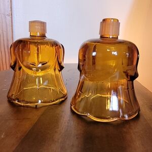 Vintage Amber Glass Votives - set of 2